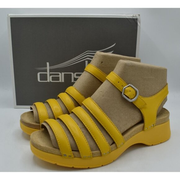 Dansko US 7.5-8 EU 38 Roxie Yellow Nappa Leather Colorful Comfort Sandals Shoes - Picture 1 of 14